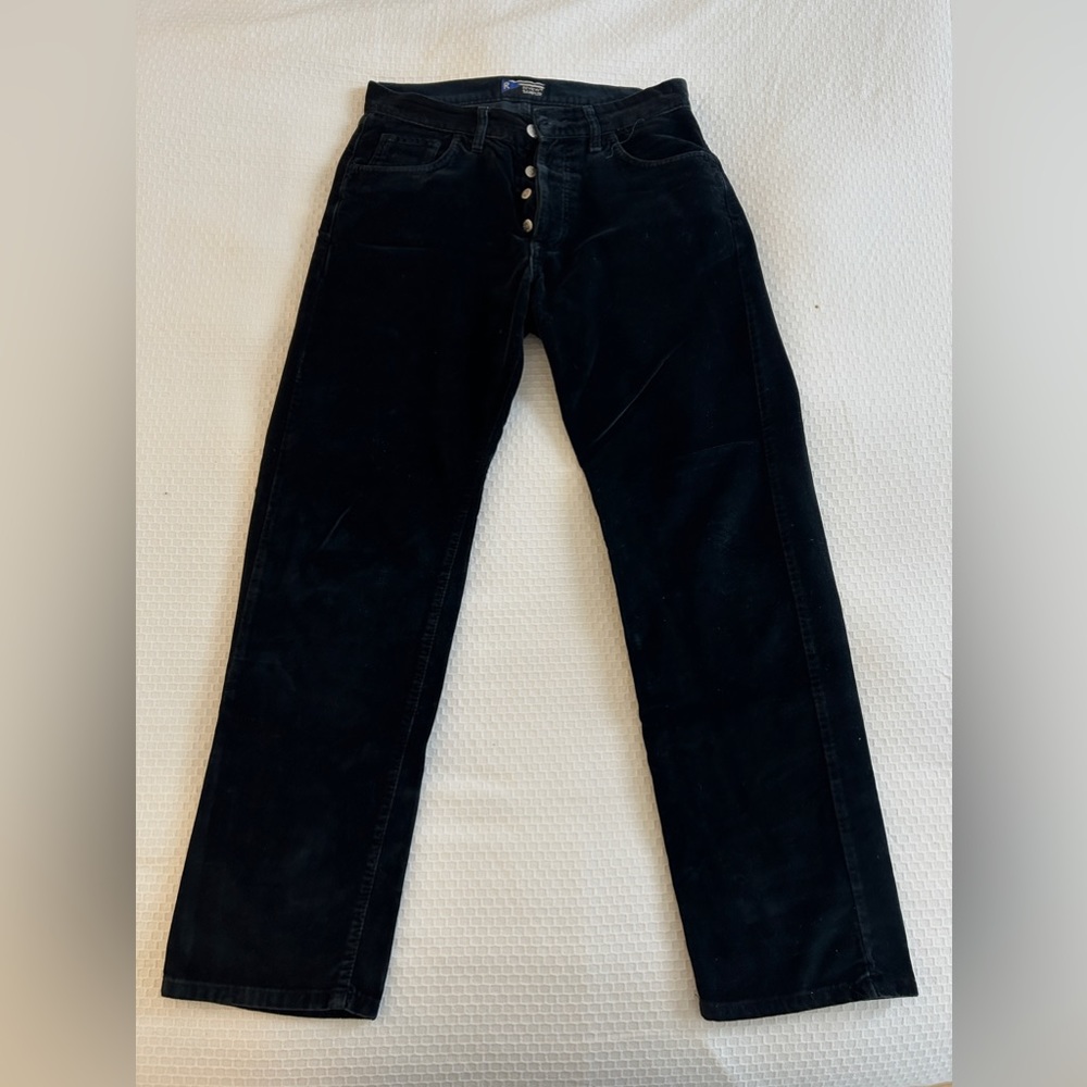 Deep Black Velvet Jean-style Pant